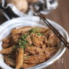 豚小間蓮根甜麺醤炒め。