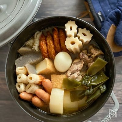 【鶏ガラスープと和風出汁のWスープ】スープを飲み干すおでん