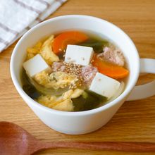 【ツナとわかめの韓国風スープ】食物繊維たっぷり♪