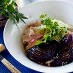 とろとろ焼きなすと豚肉の冷かけ麺#簡単#夏休み#ランチ