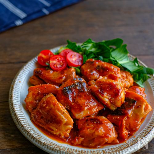 鶏もも肉のバーベキュー風ソテー・照りっと柔らかジューシー!!