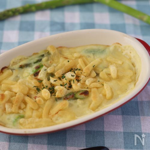 薄力粉不要!佐賀県産アスパラガスとえびのポテトグラタン