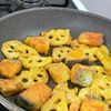 鮭とれんこんのカリカリカレーチーズ焼き【まぶして焼くだけ】の工程3