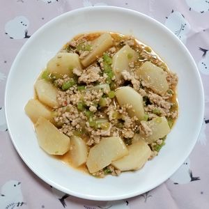 ぴんくツバメの作ってみた!投稿(とろ旨【かぶの麻婆あんかけ】ワンパンで簡単！)