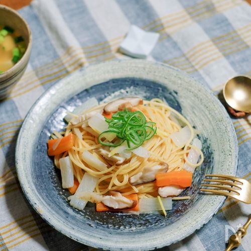 白だしだけで極ウマ！根菜のひと鍋スパゲッティ