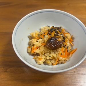 こむぎの作ってみた!投稿(100均の甘栗で〖栗の炊き込みご飯〗ほっくり美味しい&簡単♪)