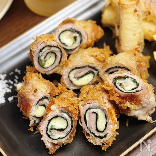 【豚肉の海苔しそチーズ巻き天ぷら】おうち居酒屋メニュー♪