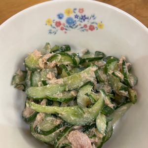 おまめの作ってみた!投稿(きゅうりとツナの無限サラダ【#作り置き#大量消費】)