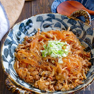 春雨の戻し不要♪きのこ麻婆春雨