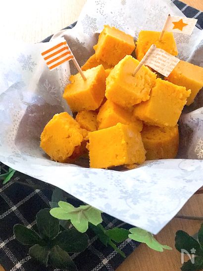 HM使いで混ぜて焼くだけ♡人参丸ごとしっとりモチモチケーキ