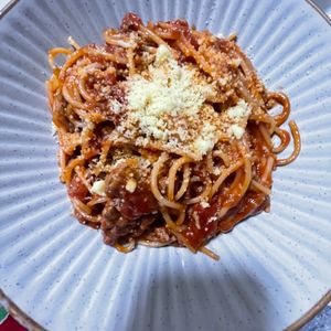 1242867の作ってみた!投稿(【ボロネーゼ風♡ひき肉のトマトパスタ】ワンパン&包丁不要♡)