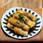 木綿豆腐の豚肉巻いて照り焼き