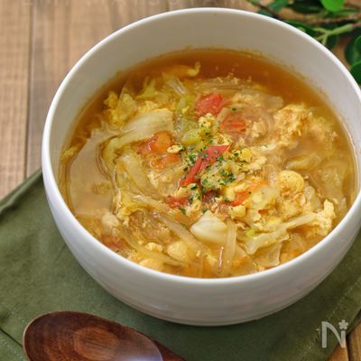 野菜たっぷり!*カレー風味の卵スープ*