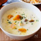 『かぼちゃときのこのミルクスープ』朝食にも♪やさしい味わい♡