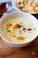 『かぼちゃときのこのミルクスープ』朝食にも♪やさしい味わい♡