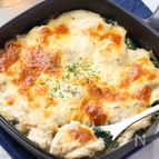 たらの和風豆腐グラタン『隠しバター醤油と味噌でコク旨♪』