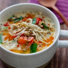 レンチンで簡単！【きのこと豆乳のデトックス腸活スープ】