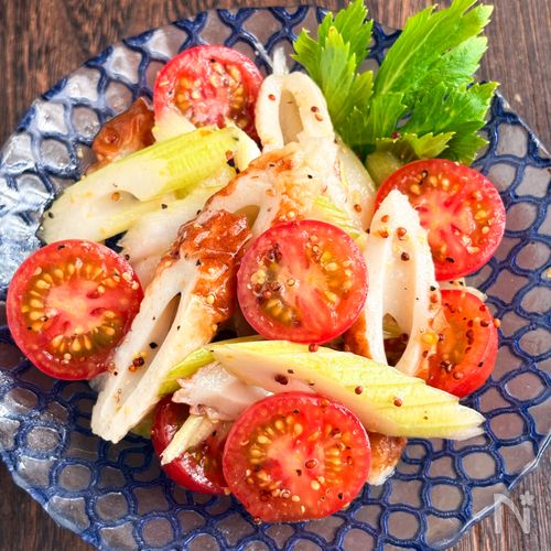 ミニトマトとセロリとちくわの粒マスタードマリネ