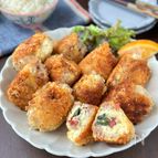 【豚こまと豆腐の梅しそチーズカツ】節約/カサマシ