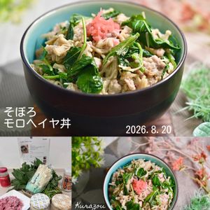 クラ蔵の作ってみた!投稿(10分で完成！【そぼろモロヘイヤ丼】)