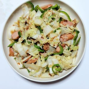 ふうかの作ってみた!投稿(白菜の食べ方1位✨白菜とウインナーの生姜おかかポン酢炒め🤤)