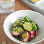 オクラでとろとろ 「たこの酢の物」