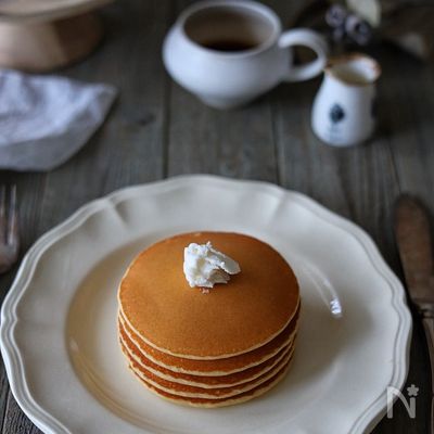 【基本の米粉パンケーキ】ふわふわ美味しい♪きなこ入り♪
