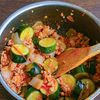 アレンジも◎！！基本の鶏ひき肉とズッキーニのトマト煮の工程5