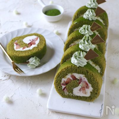 ふわっふわ!抹茶ロールケーキ【共立て・簡単・割れない】
