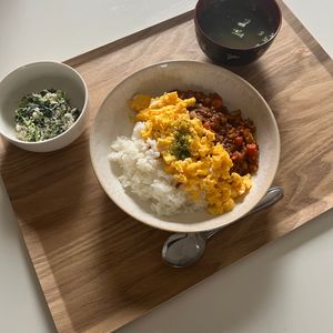 yudKq43Uの作ってみた!投稿(スプーンが止まらない♡ふわたまキーマカレー)