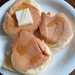 907307の作ってみた!投稿(型不要なのにふわふわ！ホットケーキミックスでスフレパンケーキ)