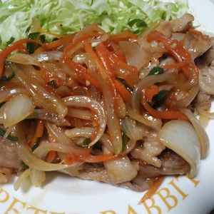 rapanの作ってみた!投稿(行列の定食屋さんの🍚うま辛スタミナ☆豚の生姜焼き定食🤩)