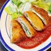 【しそチーズかつトマトソース】チーズとろ〜り♪揚げ焼きで簡単