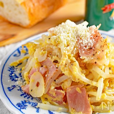 簡単こくうま♪ベーコンエッグもやし