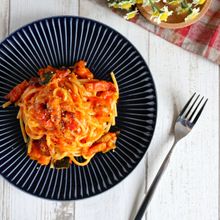 【絶品】かぼちゃとベーコンのトマトパスタ