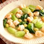 銀杏入り！海老とチンゲン菜の塩炒め