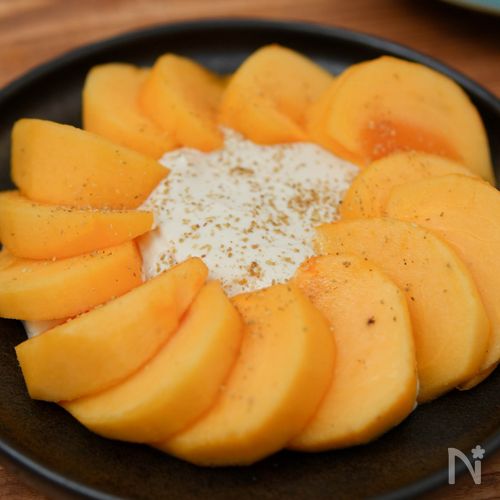 柿の豆腐クリームソース