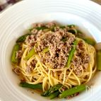 疲労回復にも！【アスパラとひき肉のピリ辛スパゲッティ】