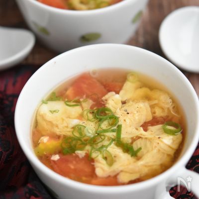 かきたまトマトの中華スープ