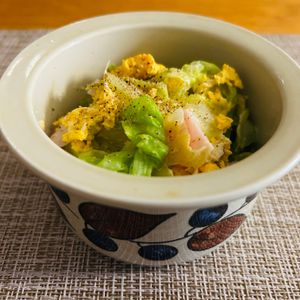 puricoの作ってみた!投稿(キャベツと卵のごまマヨサラダ【#レンジ #包丁不要】)