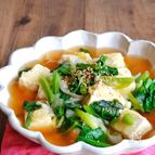 つるりん豆腐とネギと小松菜のとろみ煮