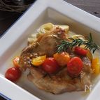 鶏のオーブン焼き　ミニトマトのはちみつレモンソース