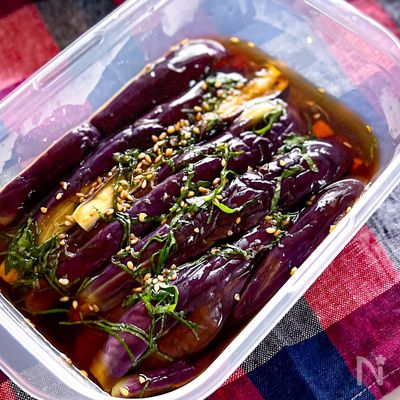 【じゅわっとしみ旨☆レンジ蒸しなすの麺つゆ漬け】楽ちん副菜