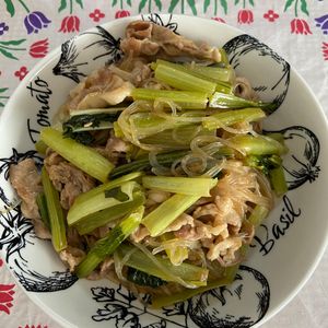 万福の作ってみた!投稿(豚バラと小松菜の中華風春雨煮【#作り置き#水戻し不要】)