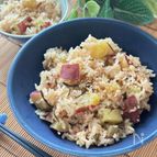 炊飯器で簡単！さつまいもと塩昆布の梅炊き込みごはん