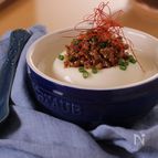 豚ひき担々の豆腐豆乳スープ