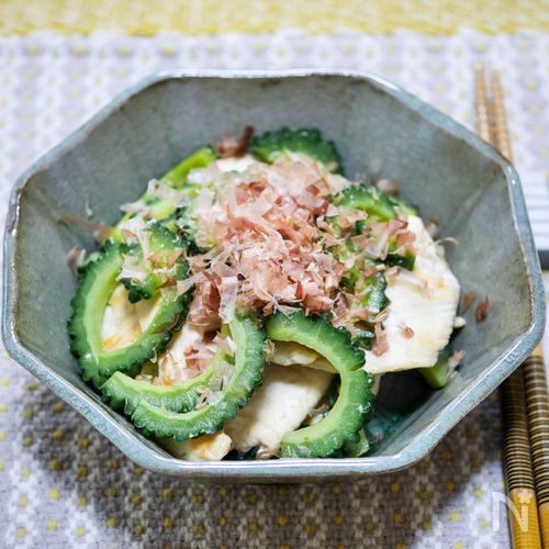 鶏ささ身肉とゴーヤの白だし炒め