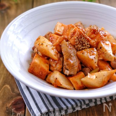 ＊鶏肉と長芋と絹厚揚げのチリソース風＊
