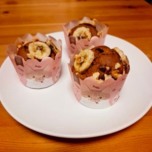 まろみの作ってみた!投稿(ふわもちっ♫米粉のバナナココアマフィン【小麦・卵・乳不使用】)
