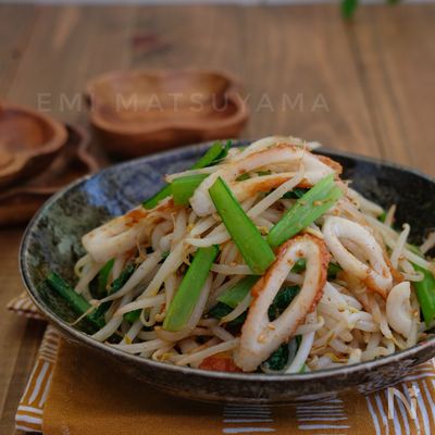 *ちくわともやしと小松菜の中華ごま和え*